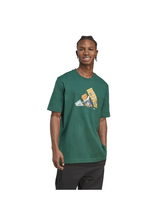 اديداس تي شيرت رجالي مطبوع بأكمام قصيرة